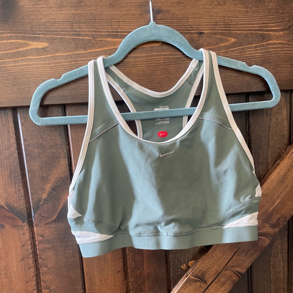Nike Teal and White Sports Bra